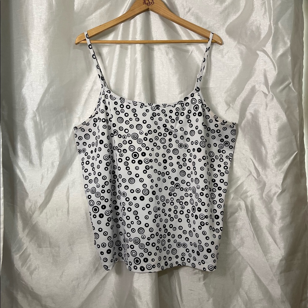 Plus Size Lane Bryant Retro Mod 60’s Inspired B&W Polka Dot Tank Top Camisole